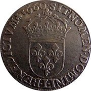France 1/2 ECU Louis XIV 1660 L KM# 164.12 SIT NOMEN DOMINI L BENEDICTVM 1660 coin reverse France 1/2 ECU Louis XIV 1660 L KM# 164.12 SIT NOMEN DOMINI L BENEDICTVM 1660 coin reverse