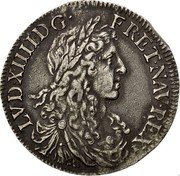 France 1/2 ECU Louis XIV 1660 Numeral 9 KM# 202.16 LVD XIIII D G FR ET NAV REX coin obverse France 1/2 ECU Louis XIV 1660 Numeral 9 KM# 202.16 LVD XIIII D G FR ET NAV REX coin obverse