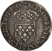 France 1/2 ECU Louis XIV 1660 Numeral 9 KM# 202.16 SIT NOMEN DOMINI 9 BENEDICTVM 1660 coin reverse France 1/2 ECU Louis XIV 1660 Numeral 9 KM# 202.16 SIT NOMEN DOMINI 9 BENEDICTVM 1660 coin reverse