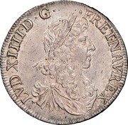 France 1/2 ECU Louis XIV 1662 L KM# 202.9 LVD XIIII D G FR ET NAV REX coin obverse France 1/2 ECU Louis XIV 1662 L KM# 202.9 LVD XIIII D G FR ET NAV REX coin obverse