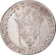 France 1/2 ECU Louis XIV 1673 D KM# 202.3 SIT NOMEN DOMINI D BENEDICTVM 1673 coin reverse France 1/2 ECU Louis XIV 1673 D KM# 202.3 SIT NOMEN DOMINI D BENEDICTVM 1673 coin reverse