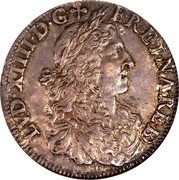 France 1/2 ECU Louis XIV 1674 KM# 228 LVD XIIII D G FR ET NA RE BD coin obverse France 1/2 ECU Louis XIV 1674 KM# 228 LVD XIIII D G FR ET NA RE BD coin obverse