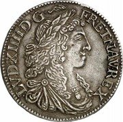 France 1/2 ECU Louis XIV 1677 Numeral 9 KM# 225.3 LVD XIIII D G FR ET NAV REX coin obverse France 1/2 ECU Louis XIV 1677 Numeral 9 KM# 225.3 LVD XIIII D G FR ET NAV REX coin obverse
