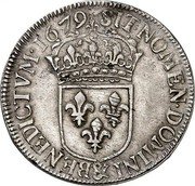 France 1/2 ECU Louis XIV 1679 & KM# 230.9 SIT NOMEN DOMINI & BENEDICTVM 1679 coin reverse