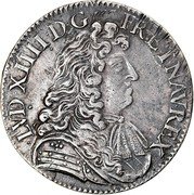 France 1/2 ECU Louis XIV 1681 A KM# 230.1 LVD XIIII D G FR ET NAV REX coin obverse