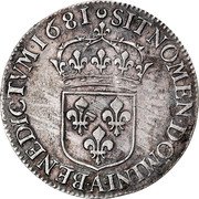 France 1/2 ECU Louis XIV 1681 A KM# 230.1 SIT NOMEN DOMINI A BENEDICTVM 1681 coin reverse