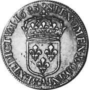 France 1/2 ECU Louis XIV 1683 A Jabot KM# 250.1 SIT NOMEN DOMINI A BENEDICTVM 1683 coin reverse France 1/2 ECU Louis XIV 1683 A Jabot KM# 250.1 SIT NOMEN DOMINI A BENEDICTVM 1683 coin reverse