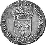 France 1/2 ECU Louis XIV 1685 & Parlement KM# 250.7 SIT NOMEN DOMINI & BENEDICTVM 1685 coin reverse France 1/2 ECU Louis XIV 1685 & Parlement KM# 250.7 SIT NOMEN DOMINI & BENEDICTVM 1685 coin reverse