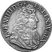 France 1/2 ECU Louis XIV 1686 D KM# 261.2 LVD XIIII D G FR ET NAV REX coin obverse France 1/2 ECU Louis XIV 1686 D KM# 261.2 LVD XIIII D G FR ET NAV REX coin obverse
