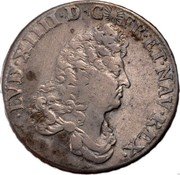 France 1/2 ECU Louis XIV 1686 IL KM# 262.2 LVD XIIII D G FR ET NAV REX coin obverse France 1/2 ECU Louis XIV 1686 IL KM# 262.2 LVD XIIII D G FR ET NAV REX coin obverse