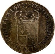 France 1/2 ECU Louis XIV 1686 X KM# 262.3 BENEDICTVM SIT NOMEN DOMINI X 1686 coin reverse France 1/2 ECU Louis XIV 1686 X KM# 262.3 BENEDICTVM SIT NOMEN DOMINI X 1686 coin reverse