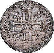 France 1/2 ECU Louis XIV 1690 X KM# 273.15 CHRS REGN VINC IMP X coin reverse France 1/2 ECU Louis XIV 1690 X KM# 273.15 CHRS REGN VINC IMP X coin reverse