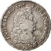 France 1/2 ECU Louis XIV 1691 M KM# 273.10 LVD XIIII D G FR ET NAV REX 1690 coin obverse France 1/2 ECU Louis XIV 1691 M KM# 273.10 LVD XIIII D G FR ET NAV REX 1690 coin obverse