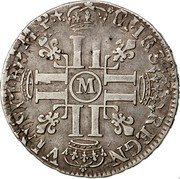 France 1/2 ECU Louis XIV 1691 M KM# 273.10 CHRS REGN VINC IMP M coin reverse France 1/2 ECU Louis XIV 1691 M KM# 273.10 CHRS REGN VINC IMP M coin reverse