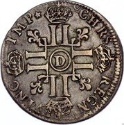 France 1/2 ECU Louis XIV 1692 D KM# 273.3 CHRS REGN VINC IMP D coin reverse France 1/2 ECU Louis XIV 1692 D KM# 273.3 CHRS REGN VINC IMP D coin reverse