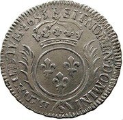 France 1/2 ECU Louis XIV 1693 Crowned S KM# 295.27 SIT NOMEN DOMINI S BENEDICTVM 1693 coin reverse France 1/2 ECU Louis XIV 1693 Crowned S KM# 295.27 SIT NOMEN DOMINI S BENEDICTVM 1693 coin reverse