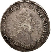 France 1/2 ECU Louis XIV 1694 E KM# 295.7 LVD XIIII D G FR ET NAV REX coin obverse France 1/2 ECU Louis XIV 1694 E KM# 295.7 LVD XIIII D G FR ET NAV REX coin obverse