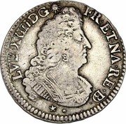France 1/2 ECU Louis XIV 1694 KM# 296 LVD XIIII D G FR ET NA RE BD coin obverse France 1/2 ECU Louis XIV 1694 KM# 296 LVD XIIII D G FR ET NA RE BD coin obverse
