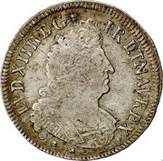 France 1/2 ECU Louis XIV 1694 N KM# 295.14 LVD XIIII D G FR ET NAV REX coin obverse France 1/2 ECU Louis XIV 1694 N KM# 295.14 LVD XIIII D G FR ET NAV REX coin obverse