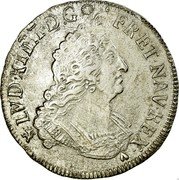 France 1/2 ECU Louis XIV 1694 Numeral 9 KM# 295.25 LVD XIIII D G FR ET NAV REX coin obverse France 1/2 ECU Louis XIV 1694 Numeral 9 KM# 295.25 LVD XIIII D G FR ET NAV REX coin obverse