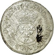 France 1/2 ECU Louis XIV 1694 Numeral 9 KM# 295.25 SIT NOMEN DOMINI 9 BENEDICTVM 1694 coin reverse France 1/2 ECU Louis XIV 1694 Numeral 9 KM# 295.25 SIT NOMEN DOMINI 9 BENEDICTVM 1694 coin reverse