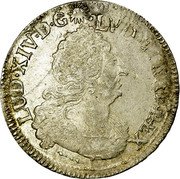 France 1/2 ECU Louis XIV 1694 P KM# 295.16 LUD XIV D G FR ET NAV REX coin obverse France 1/2 ECU Louis XIV 1694 P KM# 295.16 LUD XIV D G FR ET NAV REX coin obverse