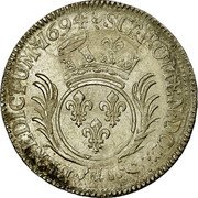 France 1/2 ECU Louis XIV 1694 P KM# 295.16 SIT NOMEN DOMINI P BENEDICTVM 1694 coin reverse France 1/2 ECU Louis XIV 1694 P KM# 295.16 SIT NOMEN DOMINI P BENEDICTVM 1694 coin reverse