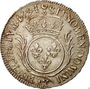 France 1/2 ECU Louis XIV 1694 X KM# 295.22 SIT NOMEN DOMINI X BENEDICTVM 1694 coin reverse France 1/2 ECU Louis XIV 1694 X KM# 295.22 SIT NOMEN DOMINI X BENEDICTVM 1694 coin reverse