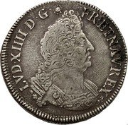 France 1/2 ECU Louis XIV 1695 K KM# 295.11 LVD XIIII D G FR ET NAV REX coin obverse France 1/2 ECU Louis XIV 1695 K KM# 295.11 LVD XIIII D G FR ET NAV REX coin obverse