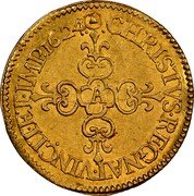 France 1/2 ECU D’or Louis XIII 1624 A KM# 40.1 CHRISTVS REGNAT VINC ET IMP 1624 A coin reverse France 1/2 ECU D’or Louis XIII 1624 A KM# 40.1 CHRISTVS REGNAT VINC ET IMP 1624 A coin reverse