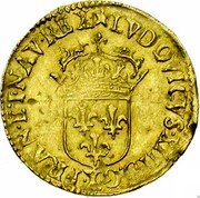 France 1/2 ECU D’or Louis XIII 1636 X KM# 40.15 LVDOVICVS XIII D G FRAN ET NAV REX coin obverse France 1/2 ECU D’or Louis XIII 1636 X KM# 40.15 LVDOVICVS XIII D G FRAN ET NAV REX coin obverse