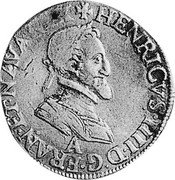 France 1/2 Franc Henry IV 1602 A KM# 14.1 HENRICVS IIII D G FRAN ET NAVA REX A coin obverse France 1/2 Franc Henry IV 1602 A KM# 14.1 HENRICVS IIII D G FRAN ET NAVA REX A coin obverse