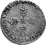 France 1/2 Franc Henry IV 1602 A KM# 14.1 SIT NOMEN DOMINI BENEDICTVM 1602 H coin reverse France 1/2 Franc Henry IV 1602 A KM# 14.1 SIT NOMEN DOMINI BENEDICTVM 1602 H coin reverse