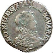 France 1/2 Franc Louis XIII 1615 S KM# 73.6 LVDO XIII D G FRAN ET NAVA REX S coin obverse France 1/2 Franc Louis XIII 1615 S KM# 73.6 LVDO XIII D G FRAN ET NAVA REX S coin obverse
