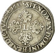 France 1/2 Franc Louis XIII 1615 S KM# 77.5 SIT NOMEN DOMINI BENEDICTVM 1615 L coin reverse France 1/2 Franc Louis XIII 1615 S KM# 77.5 SIT NOMEN DOMINI BENEDICTVM 1615 L coin reverse