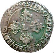 France 1/2 Franc Louis XIII 1615 S KM# 73.6 SIT NOMEN DOMINI BENEDICTVM 1615 L coin reverse France 1/2 Franc Louis XIII 1615 S KM# 73.6 SIT NOMEN DOMINI BENEDICTVM 1615 L coin reverse