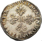 France 1/2 Franc Louis XIII 1635 M KM# 117.8 SIT NOMEN DOMINI BENEDICTVM 1628 coin reverse