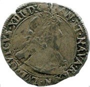 France 1/2 Franc Louis XIII 1639 N KM# 118.2 LVDOVICVS XIII D G FRAN ET NAVA REX N coin obverse France 1/2 Franc Louis XIII 1639 N KM# 118.2 LVDOVICVS XIII D G FRAN ET NAVA REX N coin obverse