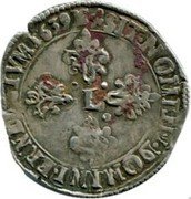 France 1/2 Franc Louis XIII 1639 N KM# 118.2 SIT NOMEN DOMINI BENEDICTVM 1639 L coin reverse France 1/2 Franc Louis XIII 1639 N KM# 118.2 SIT NOMEN DOMINI BENEDICTVM 1639 L coin reverse