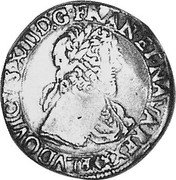 France 1/2 Franc Louis XIII 1641 & KM# 118.3 LVDOVICVS XIII D G FRAN ET NAVA REX & coin obverse France 1/2 Franc Louis XIII 1641 & KM# 118.3 LVDOVICVS XIII D G FRAN ET NAVA REX & coin obverse