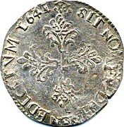 France 1/2 Franc Louis XIII 1641 Z KM# 119.2 SIT NOMEN DOMINI BENEDICTVM 1641 coin reverse