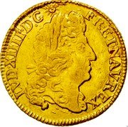 France 1/2 Louis D'or Louis XIV 1690 M KM# 277.10 LVD XIIII D G FR ET NAV REX coin obverse France 1/2 Louis D'or Louis XIV 1690 M KM# 277.10 LVD XIIII D G FR ET NAV REX coin obverse