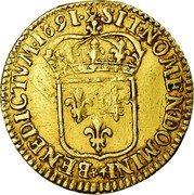 France 1/2 Louis D'or Louis XIV 1691 Numeral 9 KM# 277.17 9 SIT NOMEN DOMINI BENEDICTVM 1691 coin reverse