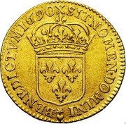 France 1/2 Louis D'or Louis XIV 1691 X KM# 277.14 SIT NOMEN DOMINI BENEDICTVM 1690 X coin reverse France 1/2 Louis D'or Louis XIV 1691 X KM# 277.14 SIT NOMEN DOMINI BENEDICTVM 1690 X coin reverse