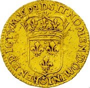 France 1/2 Louis D'or Louis XIV 1692 D KM# 277.3 SIT NOMEN DOMINI BENEDICTVM 1692 D coin reverse France 1/2 Louis D'or Louis XIV 1692 D KM# 277.3 SIT NOMEN DOMINI BENEDICTVM 1692 D coin reverse