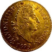 France 1/2 Louis D'or Louis XIV 1694 Numeral 9 KM# 301.21 LVD. XIIII. D. G. FR. ET. NAV. REX. 1695 coin obverse