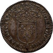 France 1/24 ECU Louis XIV 1643 KM# 139 SIT NOMEN DOMINI BENEDICTVM 1643 A coin reverse