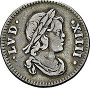 France 1/24 ECU Louis XIV 1644 A KM# 154 LVD XIIII coin obverse