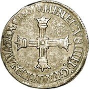France 1/4 ECU Henry IV 1603 C KM# 28 HENRICVS IIII D G FRAN ET NAVA REX 1605 coin obverse France 1/4 ECU Henry IV 1603 C KM# 28 HENRICVS IIII D G FRAN ET NAVA REX 1605 coin obverse