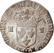 France 1/4 ECU Henry IV 1606 H KM# 27.3 SIT NOMEN DOMINI BENEDICTVM H II II coin reverse France 1/4 ECU Henry IV 1606 H KM# 27.3 SIT NOMEN DOMINI BENEDICTVM H II II coin reverse